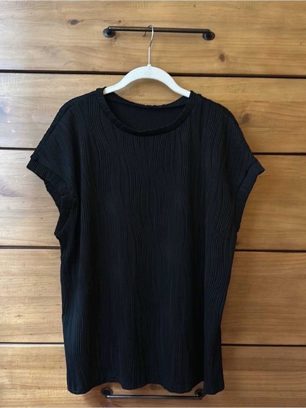 Boutique Black Ribbed Top | 2X